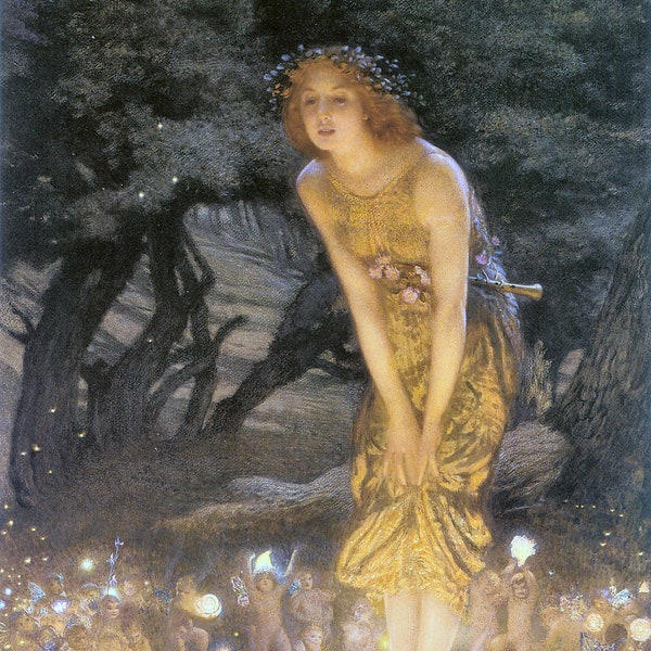 Edward R Hughes fairy art print Fairy art poster, Midsummer Eve, fae elves sprites, New Fine Art Giclee Print Poster P295