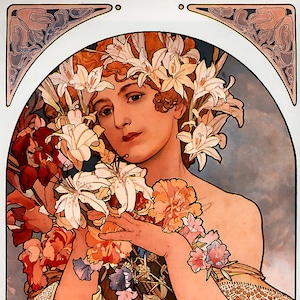 ALPHONSE MUCHA The Flower Art Nouveau poster New fine art giclee print Sensuous woman Alfons Mucha P242 image 1