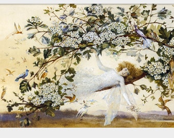 ARIEL by John Anster Fitzgerald Giclee Art Print Poster Fairy Fairies Fae Woodland Fantasy William Shakespeare The Tempest Home Decor P75