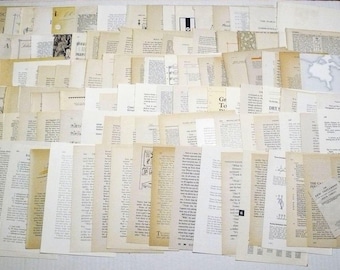 100 Page Vintage Junk Journal Paper Bundle - Authentic Vintage and Antique Book Pages for Collage & Mixed Media Art