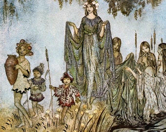 Arthur Rackham fairy art print Fairy art poster, Sabrina Rises, fae elves sprites pixies, New Fine Art Giclee Print Poster P302