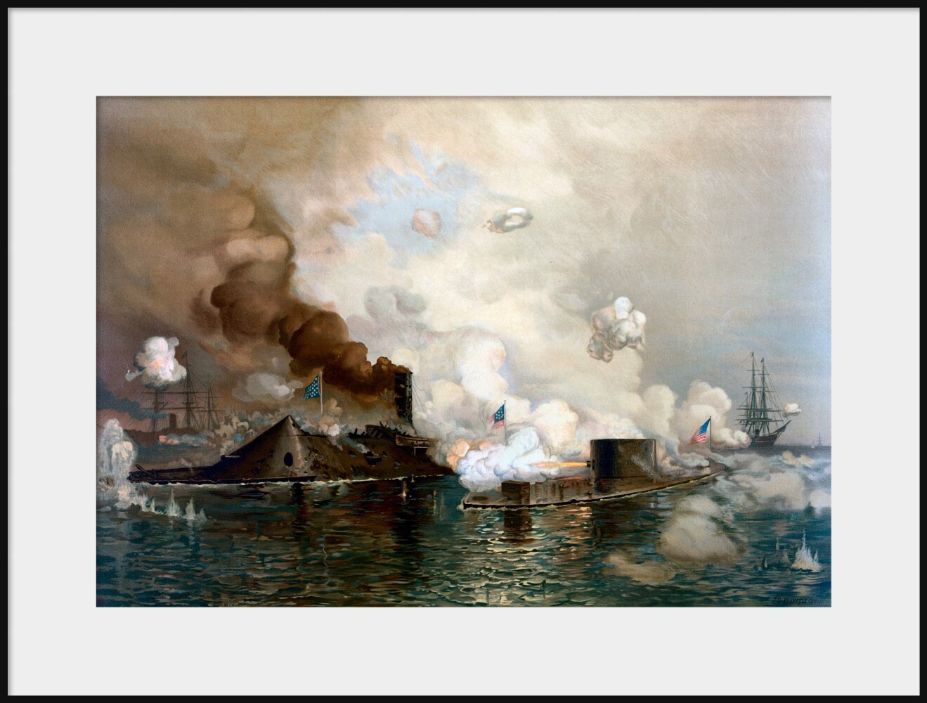 The MONITOR and the MERRIMACK by J.O. Davidson U.S. Civil War Naval