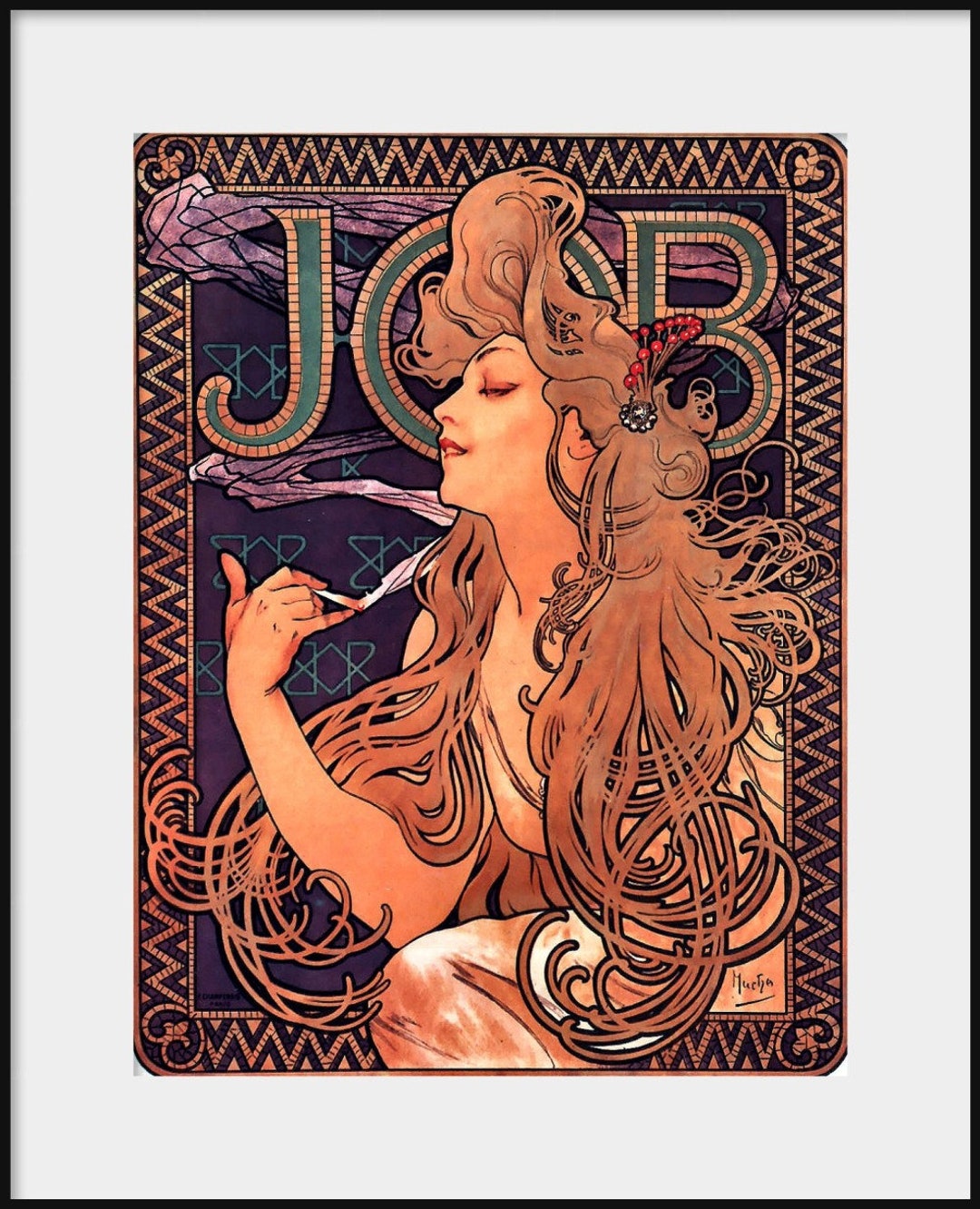 ALPHONSE MUCHA, JOB Cigarette Papers ,art Nouveau Poster, New Fine Art