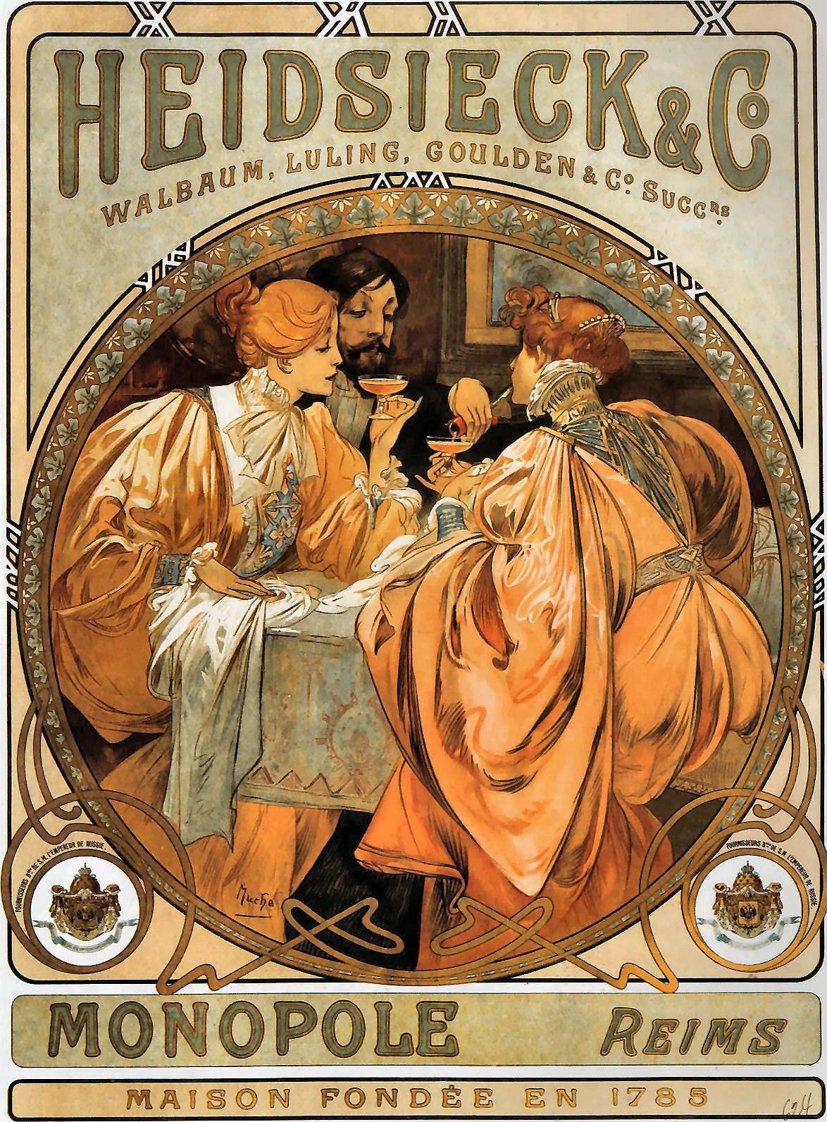 Vintage Champagne Party Art Nouveau by Alphonse Mucha Sweatshirt