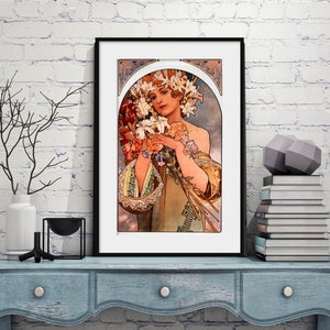 ALPHONSE MUCHA The Flower Art Nouveau poster New fine art giclee print Sensuous woman Alfons Mucha P242 image 5