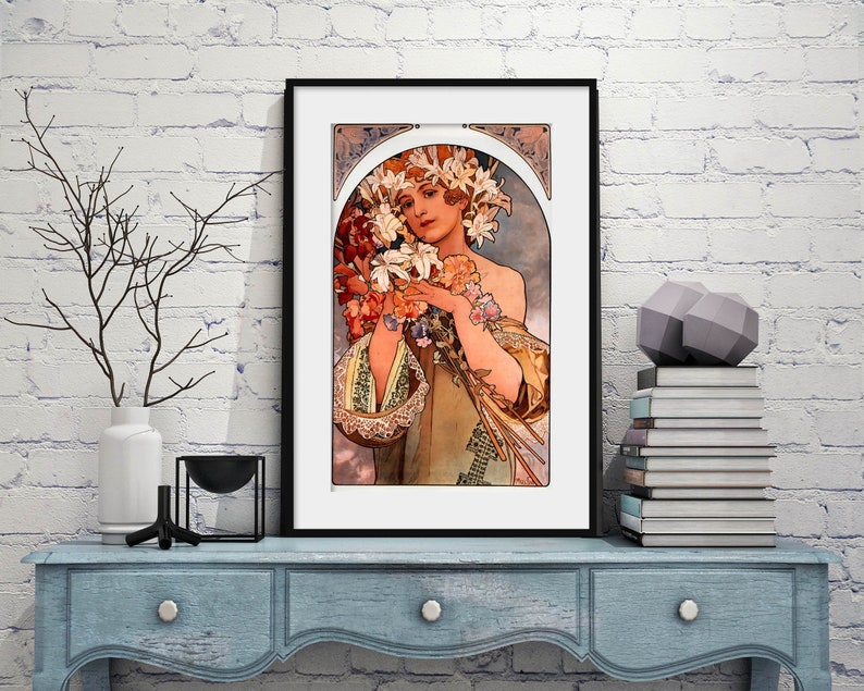 ALPHONSE MUCHA The Flower Art Nouveau poster New fine art giclee print Sensuous woman Alfons Mucha P242 image 5