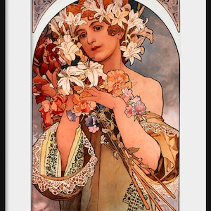 ALPHONSE MUCHA The Flower Art Nouveau poster New fine art giclee print Sensuous woman Alfons Mucha P242 image 3