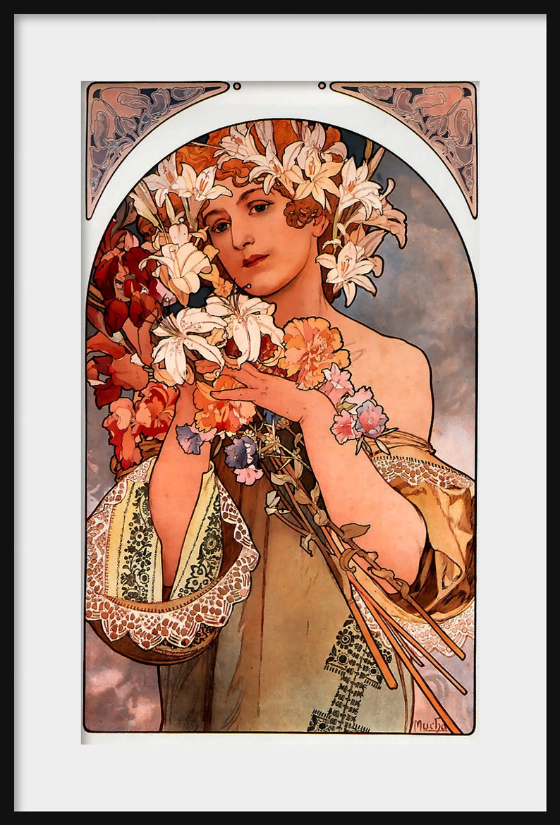 ALPHONSE MUCHA The Flower Art Nouveau poster New fine art giclee print Sensuous woman Alfons Mucha P242 image 3