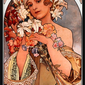 ALPHONSE MUCHA The Flower Art Nouveau poster New fine art giclee print Sensuous woman Alfons Mucha P242 image 4