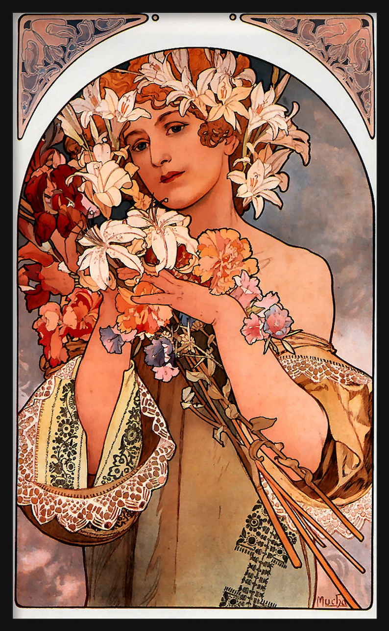 ALPHONSE MUCHA The Flower Art Nouveau poster New fine art giclee print Sensuous woman Alfons Mucha P242 image 4