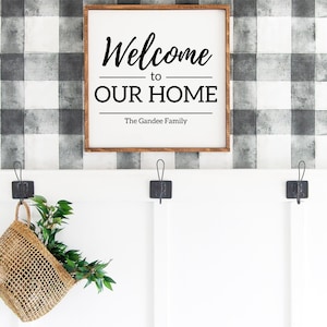 Welcome wood sign | Custom wood sign | Rustic home decor sign | Living room sign | Welcome to our Home