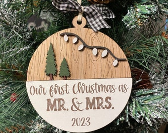 First Christmas as Mr. and Mrs. 2023 ornament gift for newlyweds