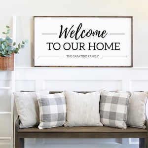 welcome to our home wood sign | Custom wood sign | Rustic home decor sign | Living room sign | welcome sign | Family name sign