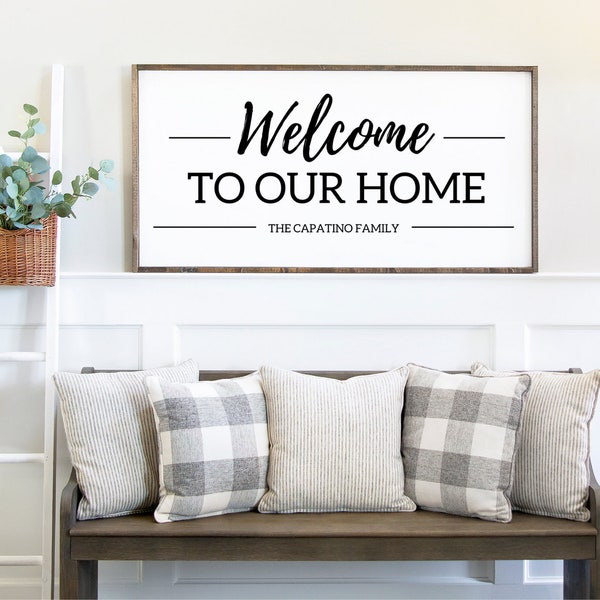 welcome to our home wood sign | Custom wood sign | Rustic home decor sign | Living room sign | welcome sign | Family name sign