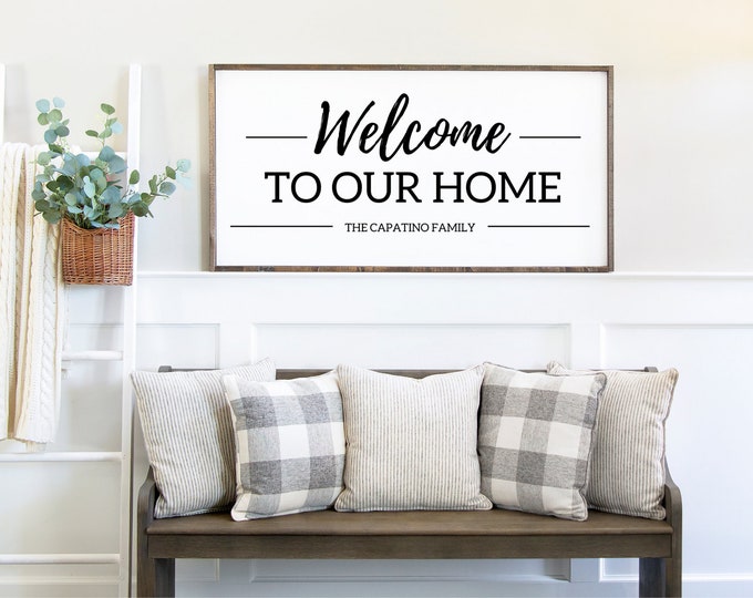 Welcome to Our Home Wood Sign | Custom Wood Sign | Rustic Home Decor ...