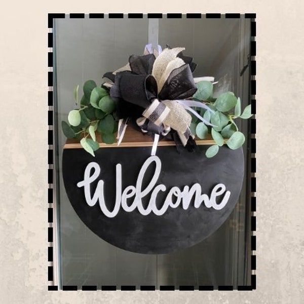 Interchangeable Holiday Door Hanger Welcome black home decor