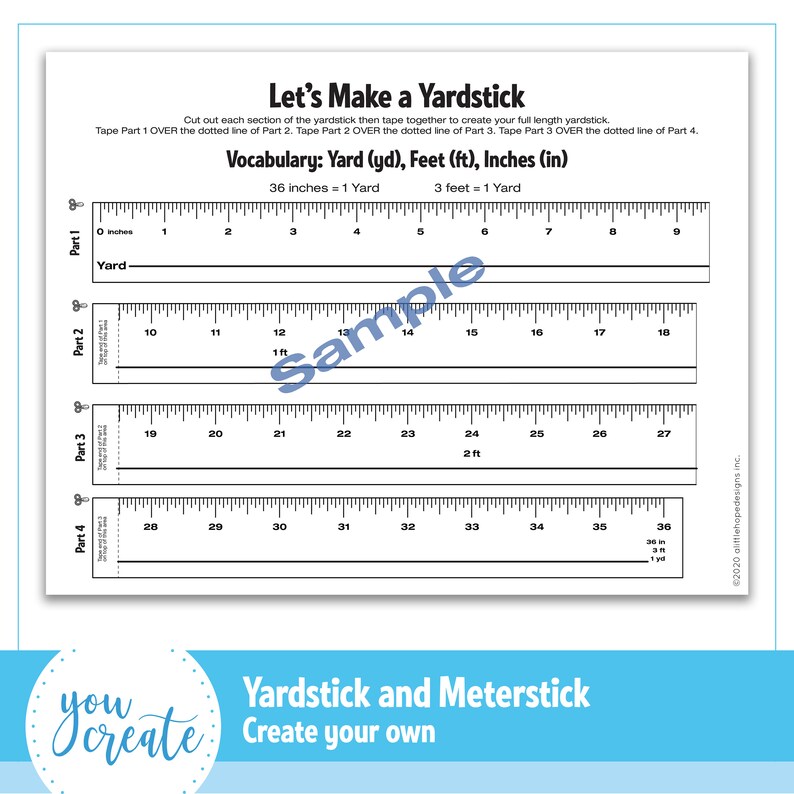 Yardstick and Meterstick Template Printable Create your own Etsy