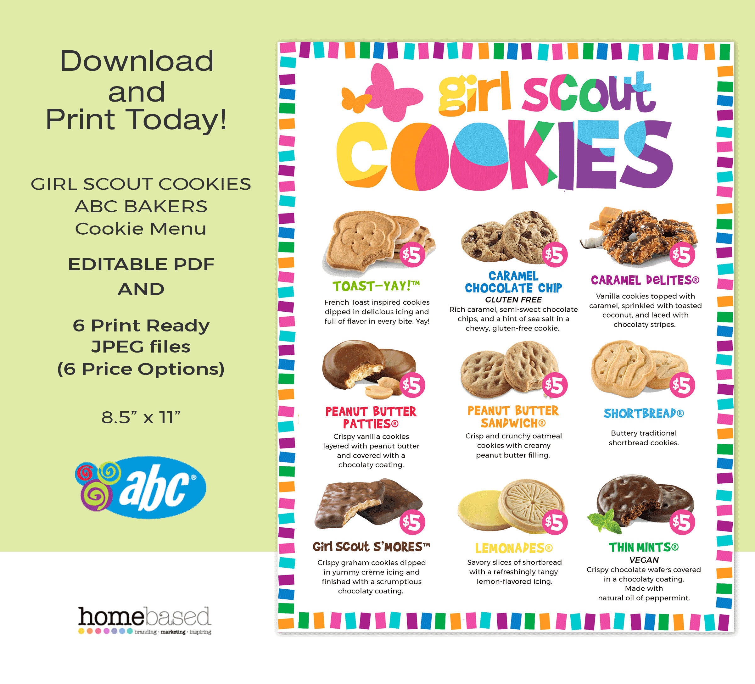 Nuevo 2021 ABC Girl Scout Cookie Menu / ABC Bakers Cookie Etsy