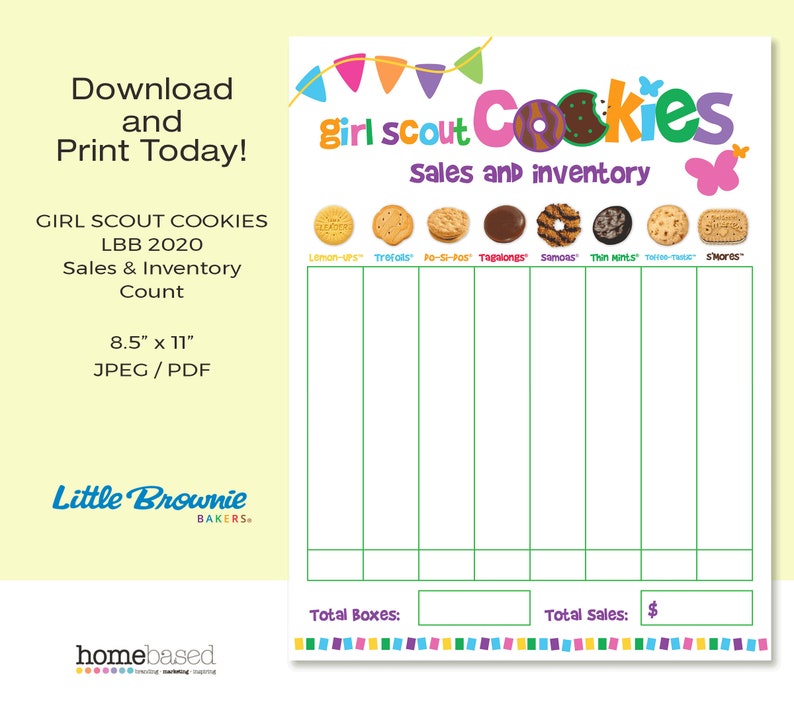 Girl Scout Cookie Inventory and Sales Sheet Little Brownie | Etsy