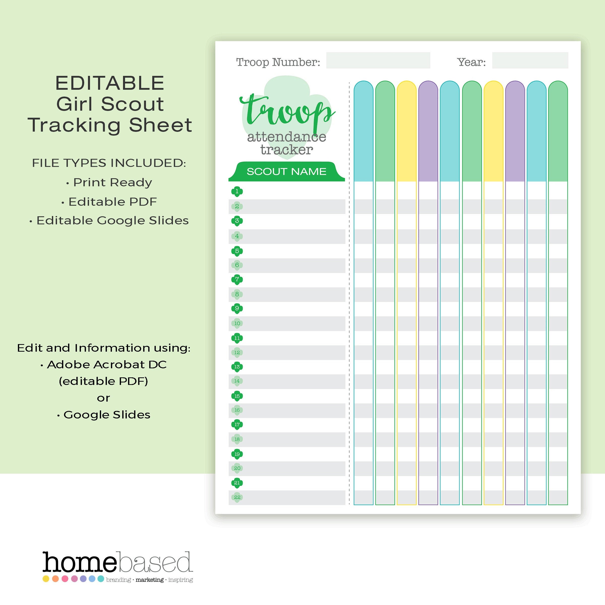 Girl Scout Tracking Sheet Attendance Tracking Sheet | Etsy