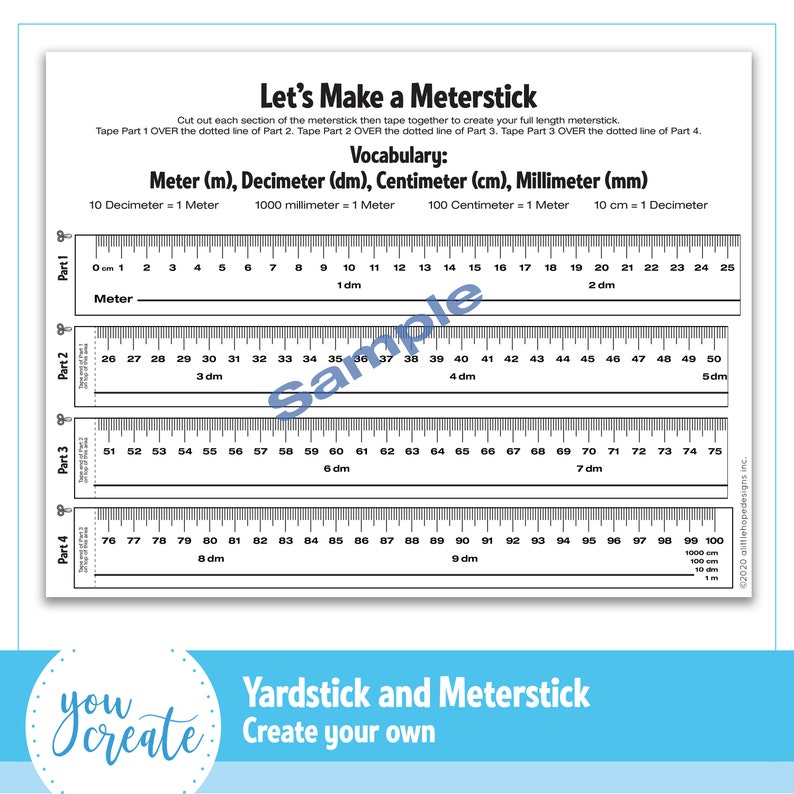 Yardstick and Meterstick Template Printable Create your own Etsy