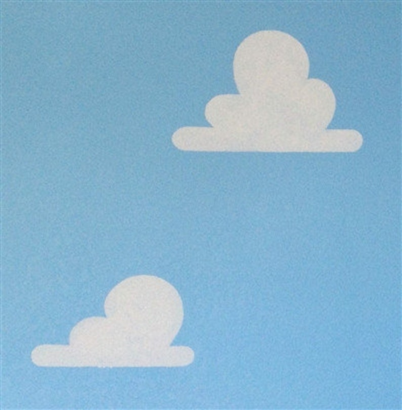 Deluxe Large Cloud Wall Stencil Set for a Kids Toy Story Room or Andys Room Nursery, Includes 1 Large and 1 Small Stencil image 2