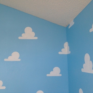 Deluxe Large Cloud Wall Stencil Set for a Kids Toy Story Room or Andys Room Nursery, Includes 1 Large and 1 Small Stencil image 1