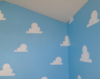 Deluxe Large Cloud Wall Stencil Set for a Kid’s Toy Story Room or Andy’s Room Nursery, Includes 1 Large and 1 Small Stencil