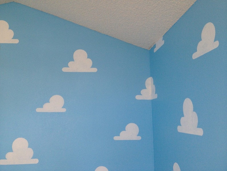 Deluxe Large Cloud Wall Stencil Set For A Kid S Toy Story Room Or Andy S Room Nursery Includes 1 Large And 1 Small Stencil