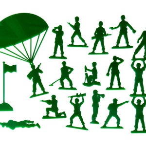 Set of 18 Army Men Acrylic Green Wall Decorations for a Kid's Toy Story Room, Andy's Room Nursery, or Army Room