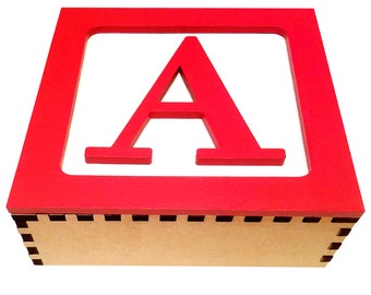 Custom Large Toy 3D Wooden Block Letter Wall Decor * Kit di assemblaggio fai-da-te * - include kit per appendere a parete e colla (il prezzo è per blocco di lettere)
