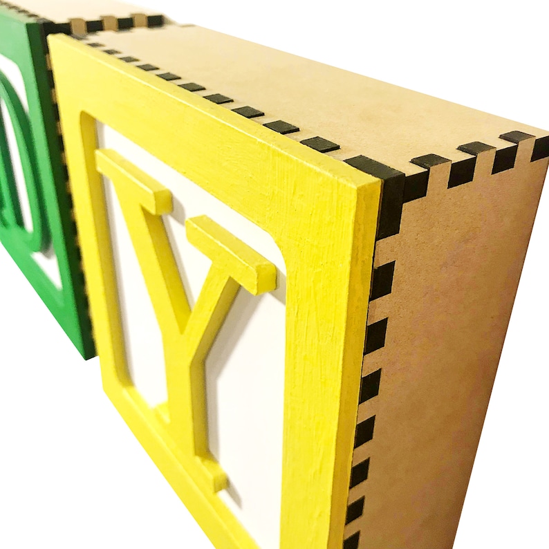 Custom Large Toy 3D Wooden Block Letter Wall Decor DIY assembly kit includes wall hanging kit and glue price is per letter block image 5