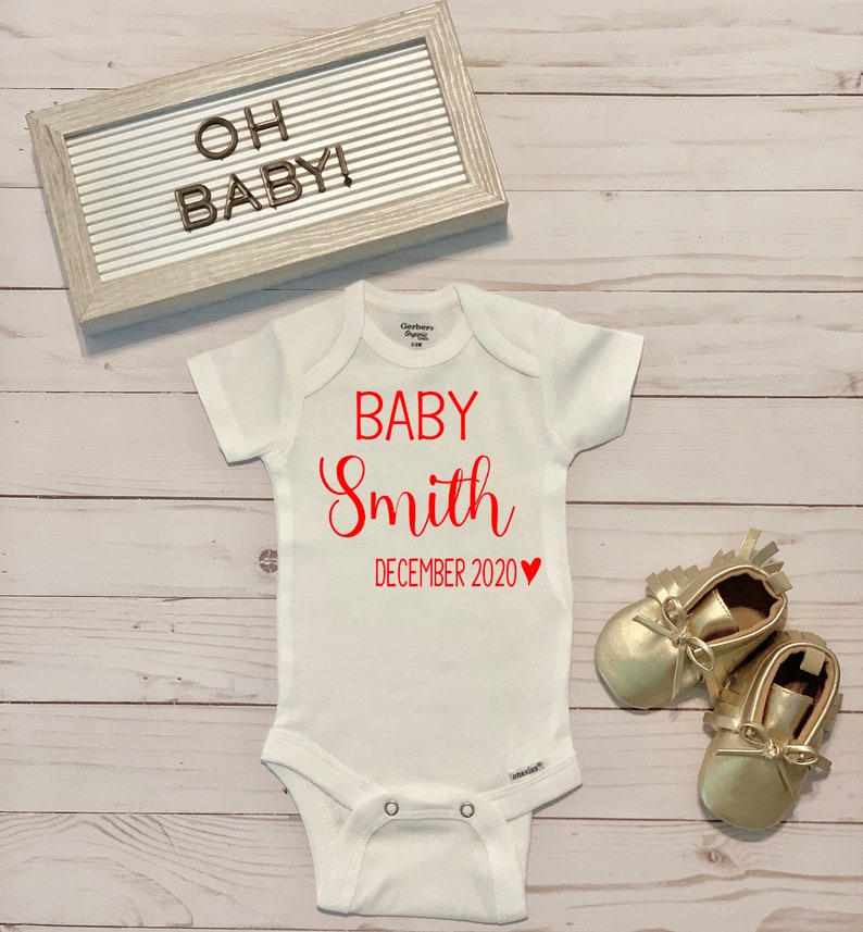 Personalized Baby Announcement ONESIE® Pregnancy Announcement Etsy