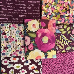 Fragrant Fields Fat Quarter Bundle  - Eggplant - Riley Blake - 7pc.