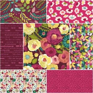 Duftfelder Fat Quarter Bundle - Maroon - Riley Blake - 7tlg.