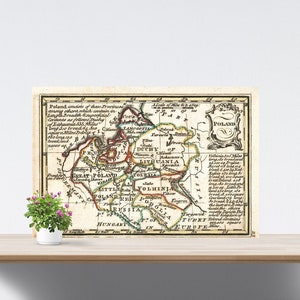 carte vintage Pologne sur papier 1758. Carte rétro. Carte historique. Carte du duché de Lituanie