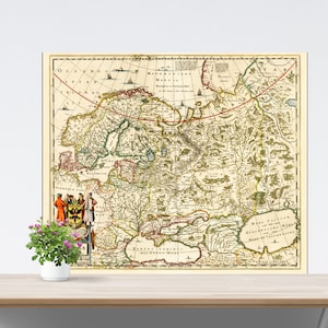 Vintage Historical Map of Russia on Paper. Antique Map. Russland. Russiae. Tartaria. Vintage Poster European Russia Map Unframed