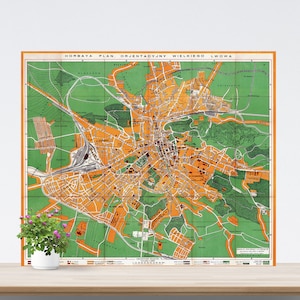 Lwów/ Lviv/ Lemberg City Map Poster on Paper. Historical City Map. Vintage City Map. Antique Map. Lemberg Ukraine Map