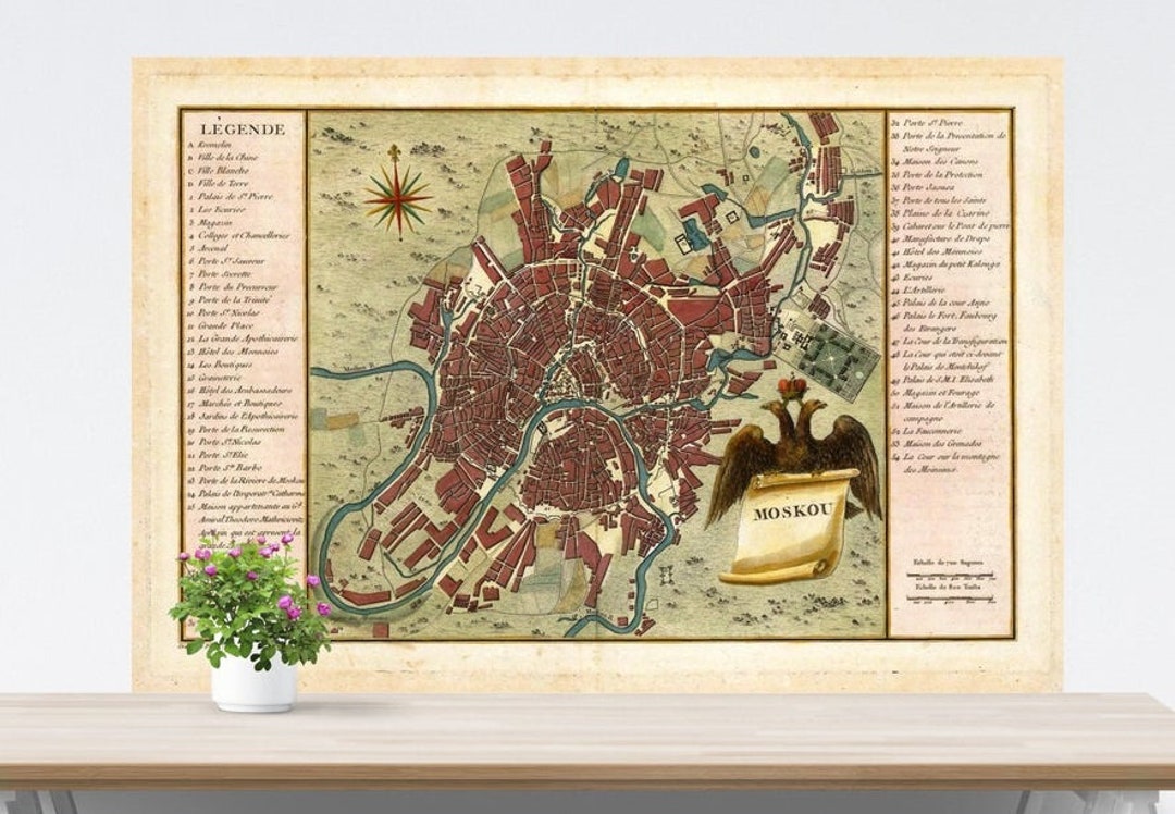 Moscow 1783 Map Poster, Vintage Russia City Plan (unframed) - Etsy