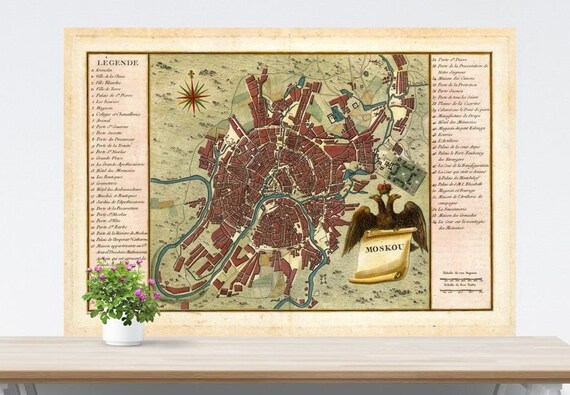 Moscow 1783 City Map Poster on Paper. Russia Historical City Map. Vintage City Map. Map Print. Moscow Map. Unframed