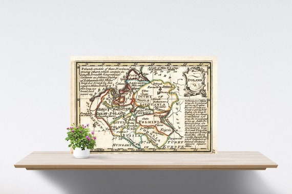 Vintage Poland Lithuania Map Poster: 1758 Historical Giclée Print