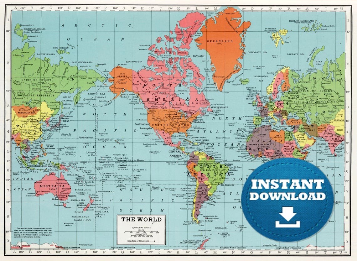 World Map In Color Printable