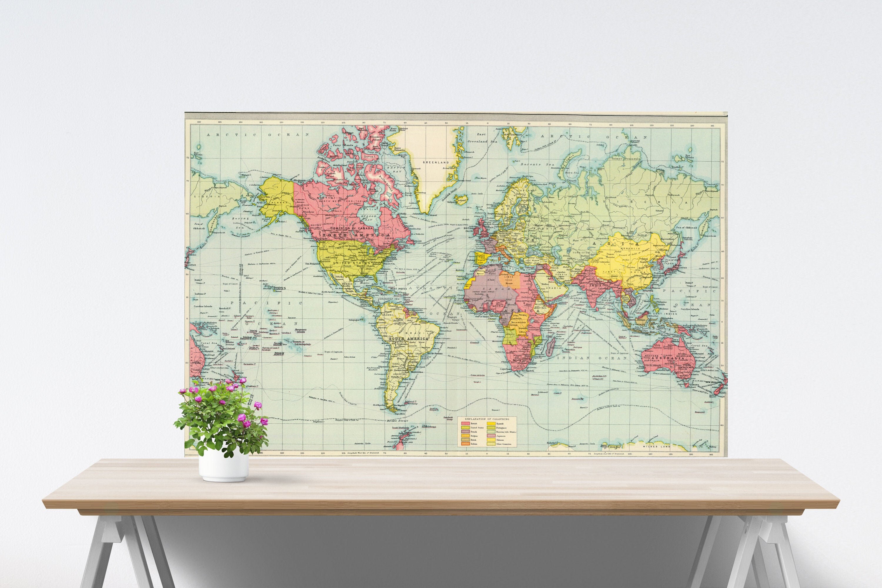crystal clear vintage world map on paper vintage green