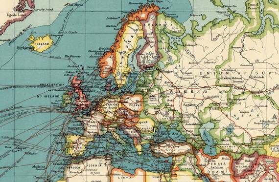 Vintage Blue World Map: Antique Atlas Printable (digital