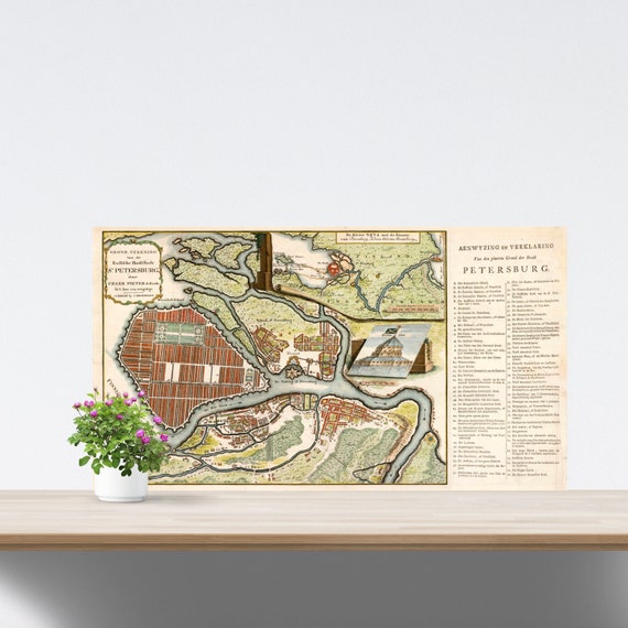 St. Petersburg 1743 Vintage City Map Poster
