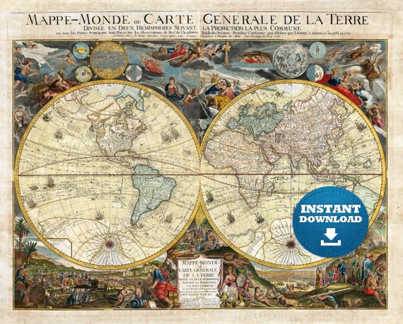 Mappemonde - Continents Poster