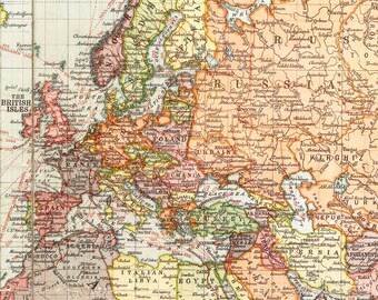 ヴィンテージ世界地図アートプリント：1922年アンティークスタイル