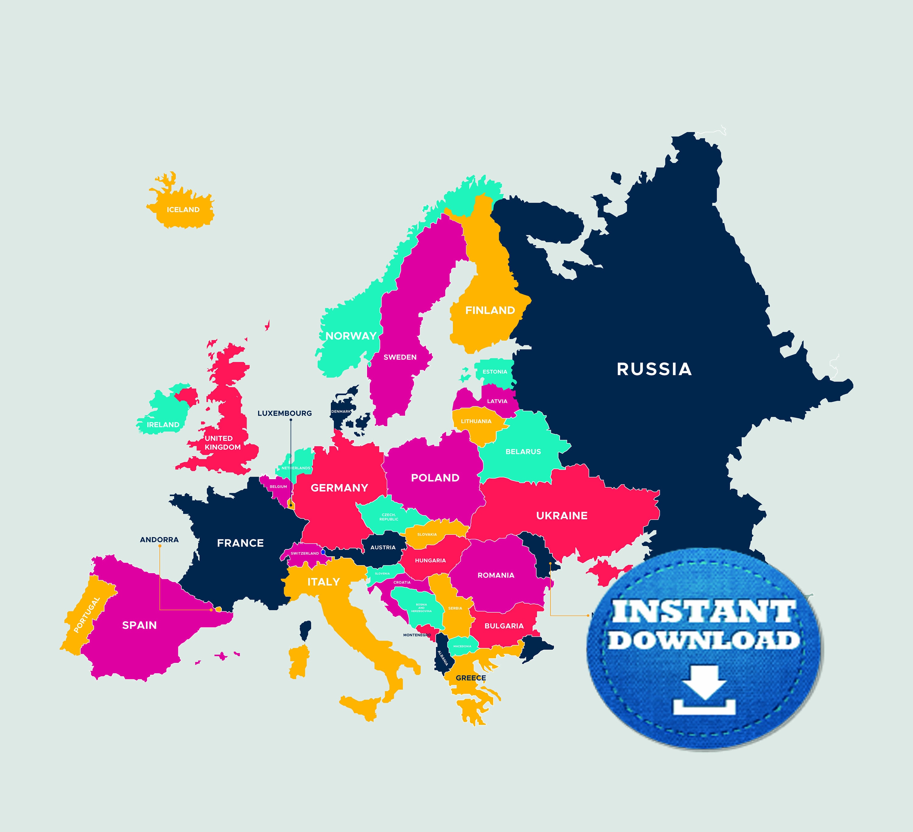 political map of europe free printable maps - digital modern map of ...