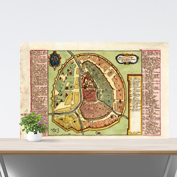 Moscow 1750 Vintage City Map Poster on Paper. Russia Historical City Map. Vintage City Map. Map Reprint. Moscow Map. Unframed