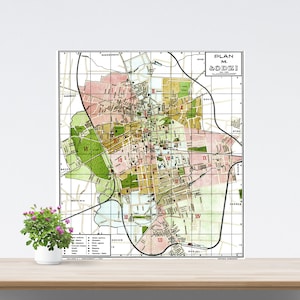 Łódź Poland Vintage City Map Poster - 1930